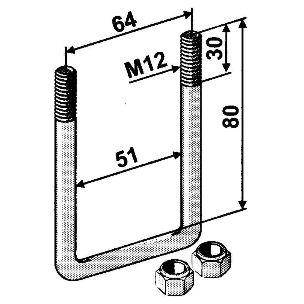 Bügelschraube M12x1,75, R50x50